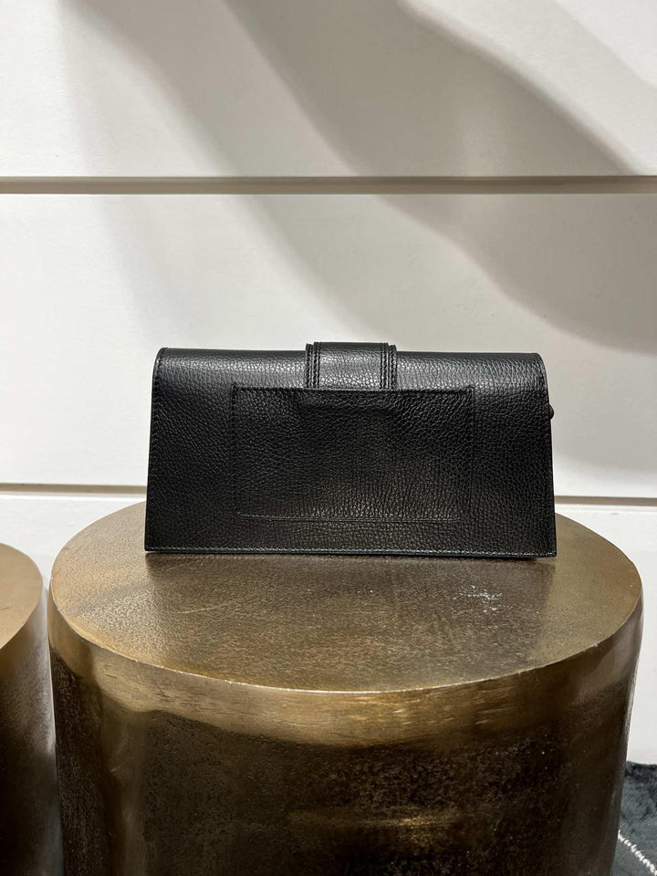 Borsa in pelle baguette nera