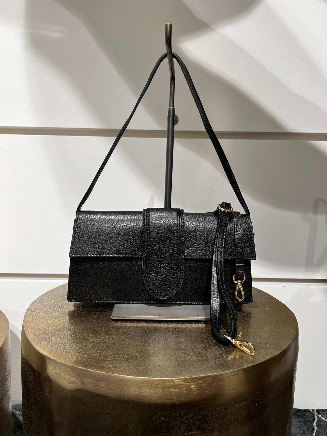 Borsa in pelle baguette nera