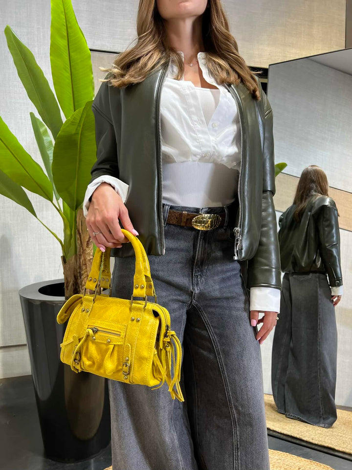 Borsa gialla in pelle con tracolla 