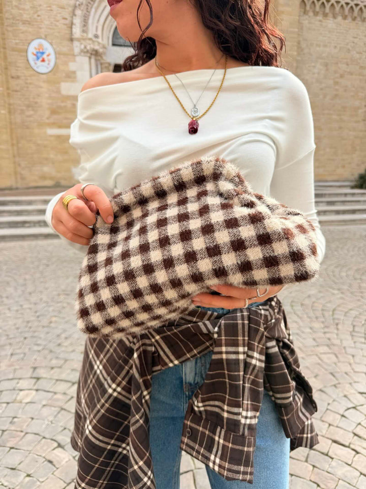Borsa clutch check panna e moro 