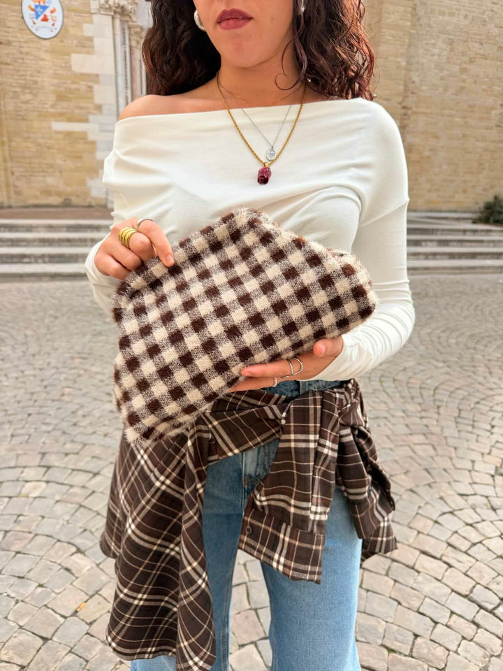 Borsa clutch check panna e moro 