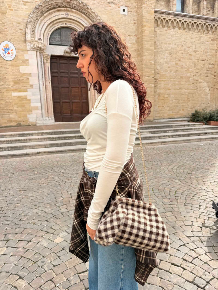 Borsa clutch check panna e moro 