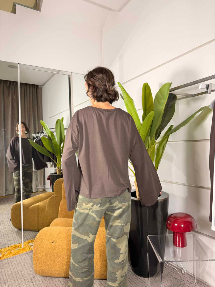 Maglia moro  manica lunga svasata 