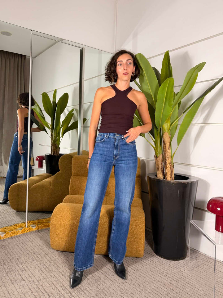 Jeans a vita alta blue denim modello London 