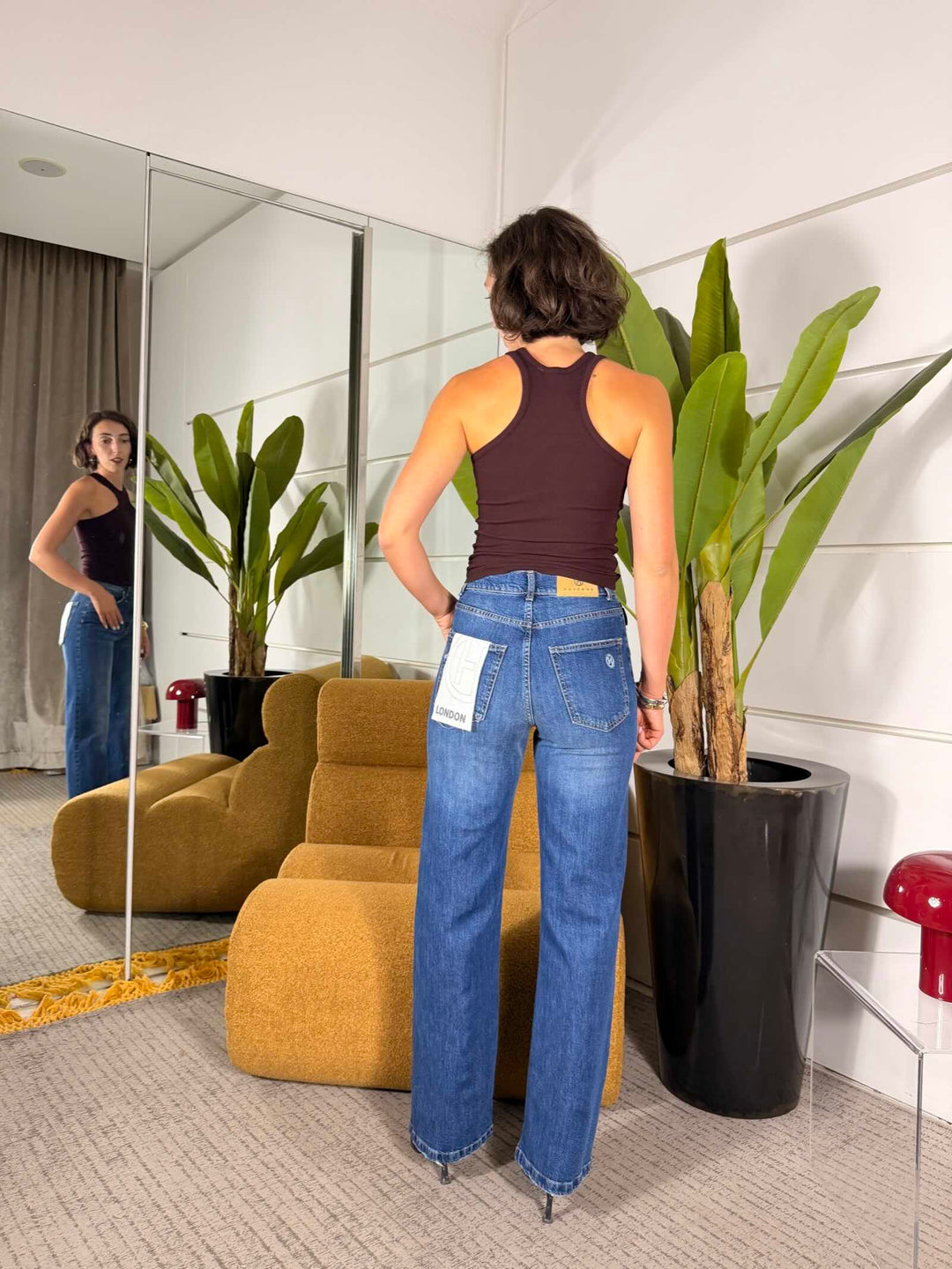 Jeans a vita alta blue denim modello London 