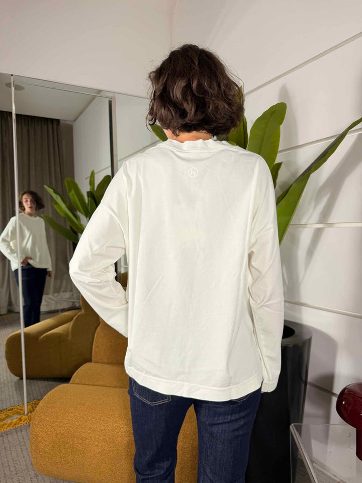 T-shirt a manica lunga panna 