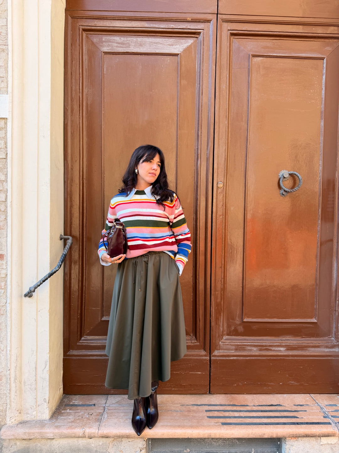 Maglia in misto lana e cashmere bluette 