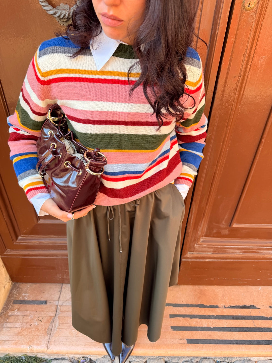 Maglia in misto lana e cashmere bluette 