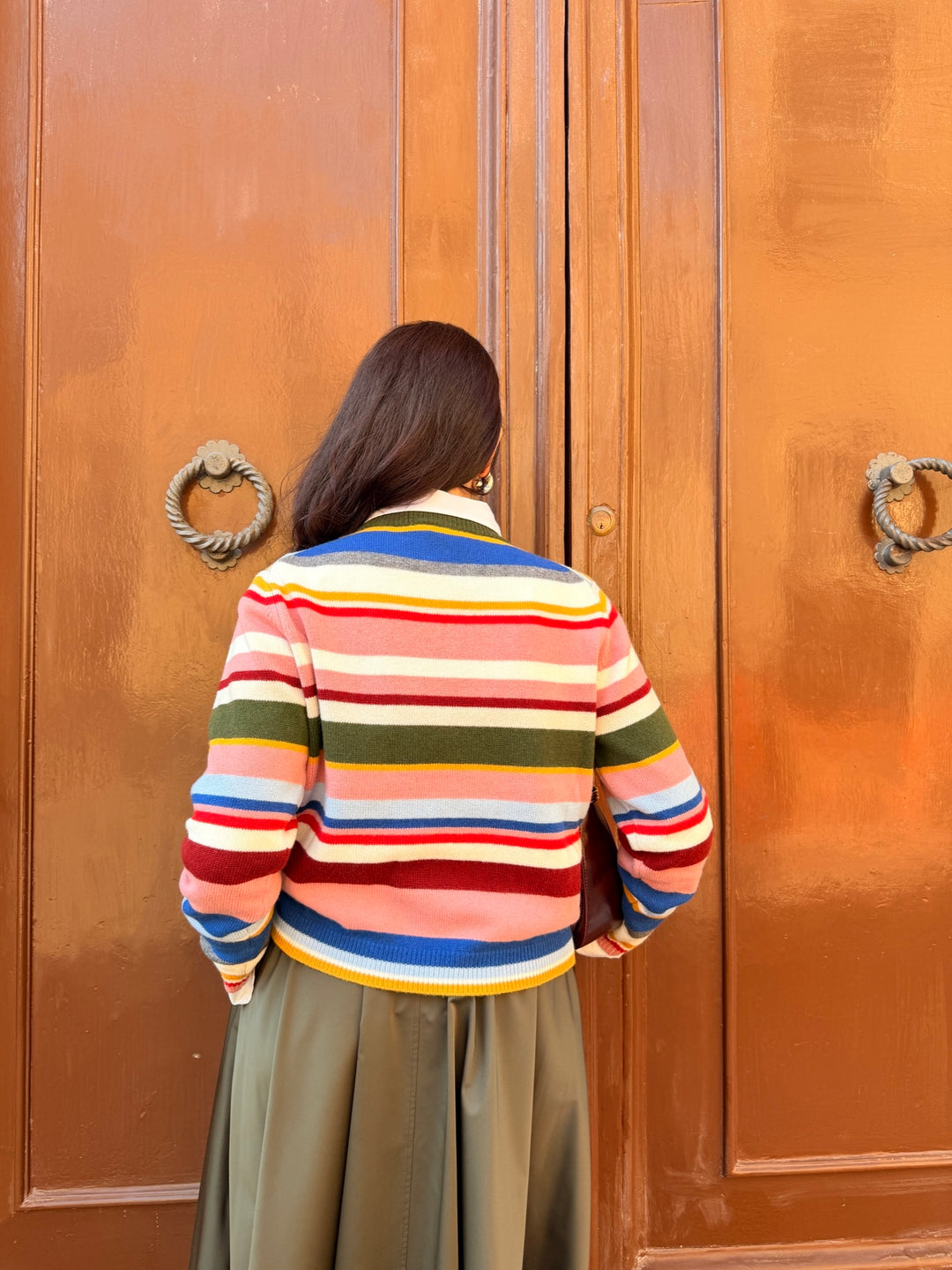 Maglia in misto lana e cashmere bluette 