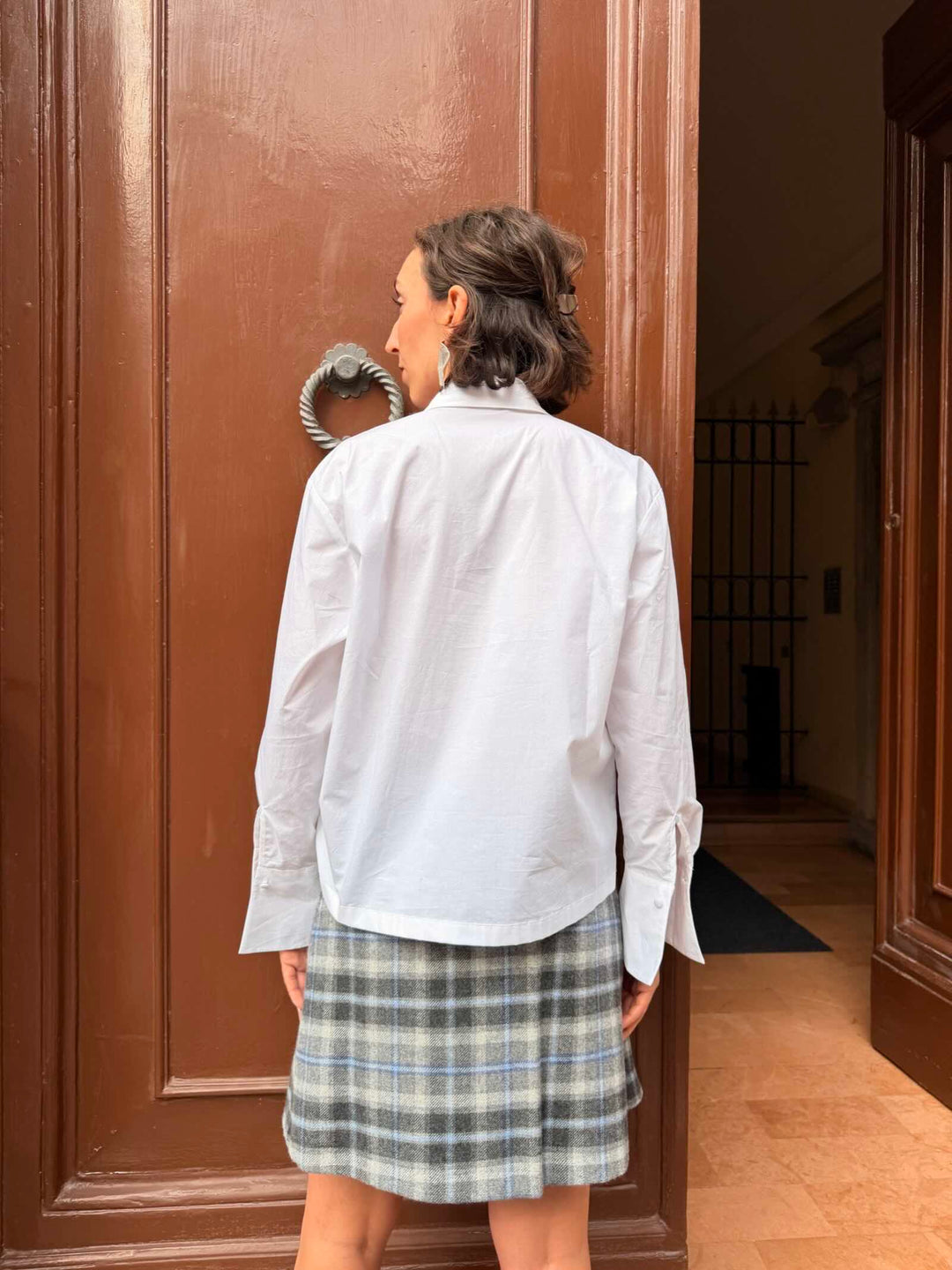 Camicia bianca con strass in cotone 
