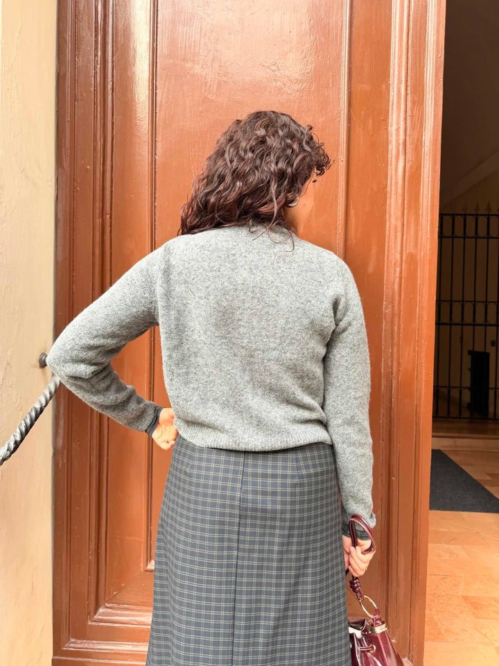 Cardigan in misto lana grigio melange 