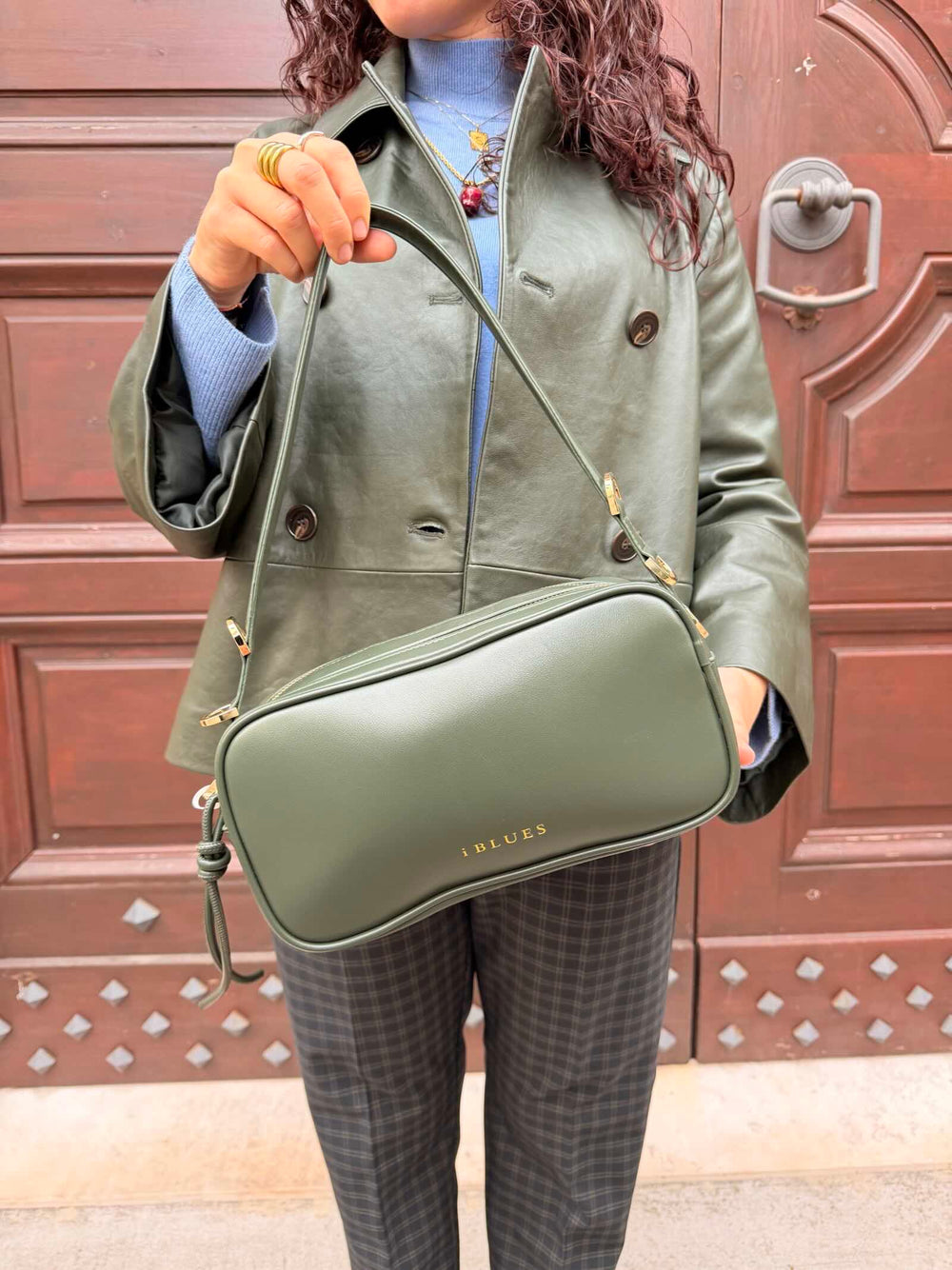Borsa bauletto color verde sottobosco 