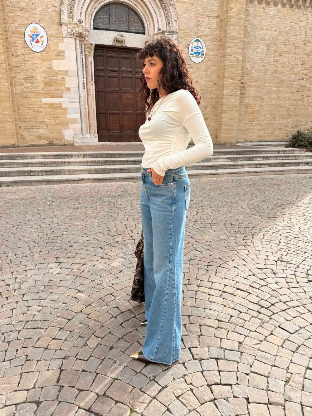 Jeans shaped bootcut blue jeans chiaro 