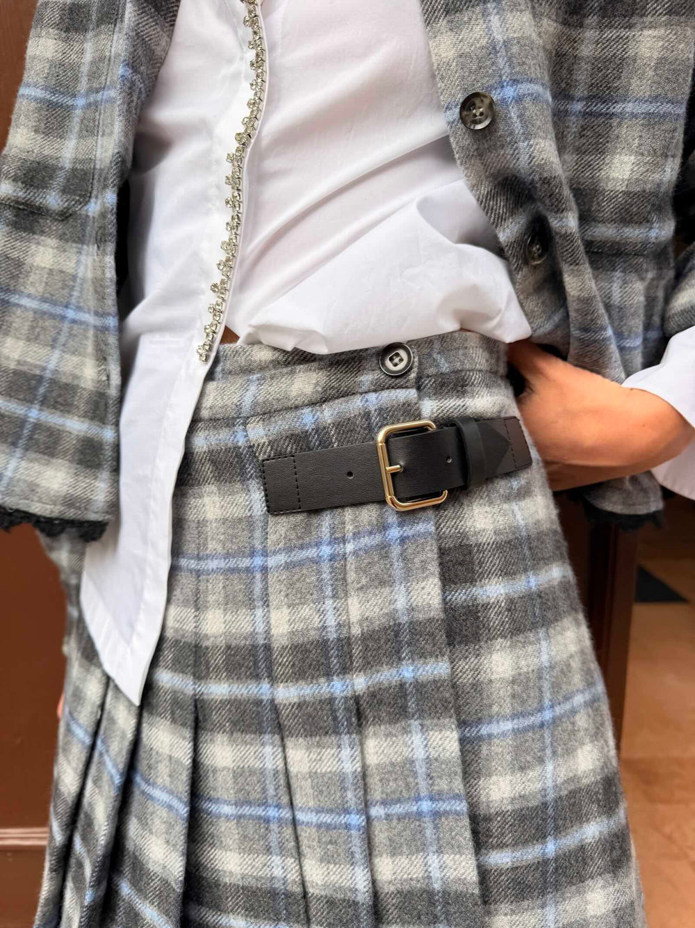 Minigonna azzurra check 