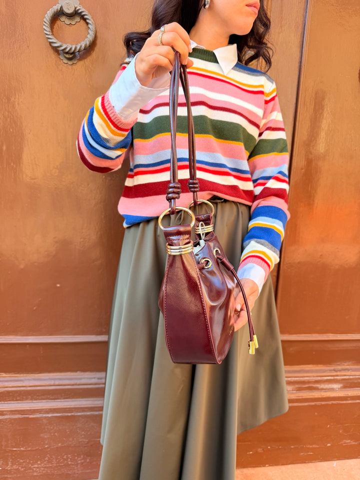Borsa hobo effetto stropicciato vinaccia 