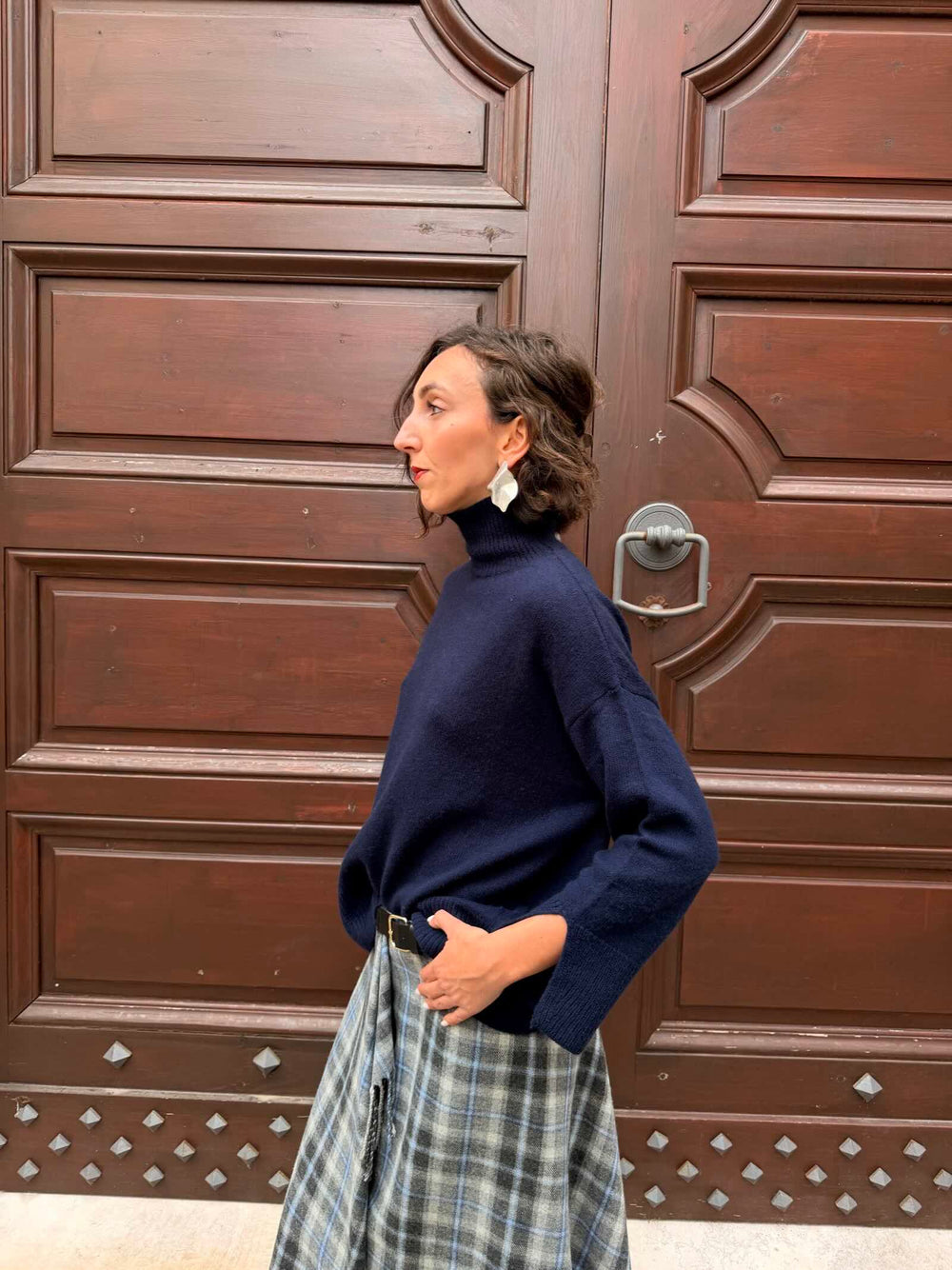 Dolcevita in misto cashmere e lana blu 