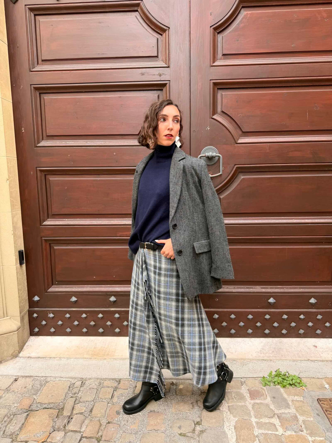 Dolcevita in misto cashmere e lana blu 