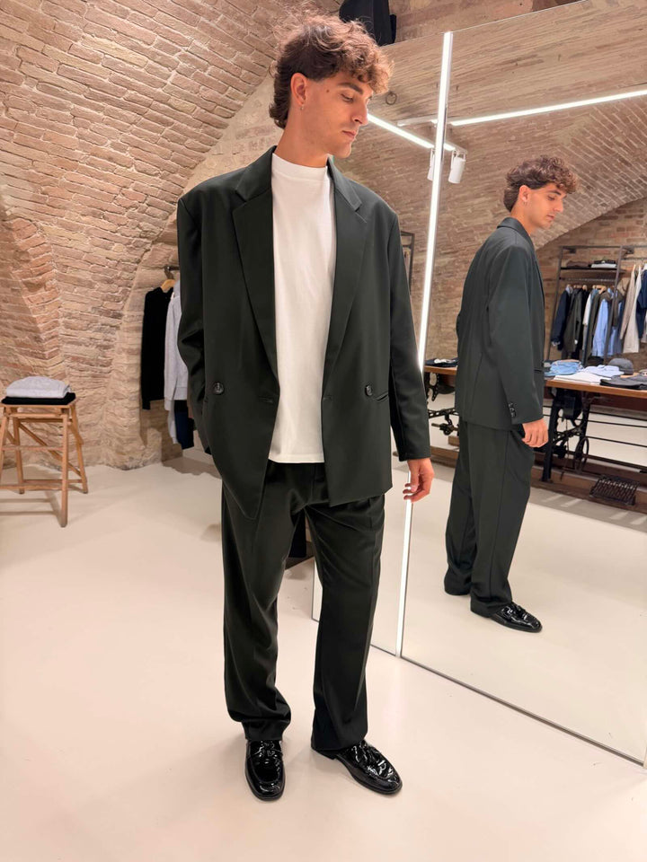 Pantaloni regular fit con pinces verde bosco 