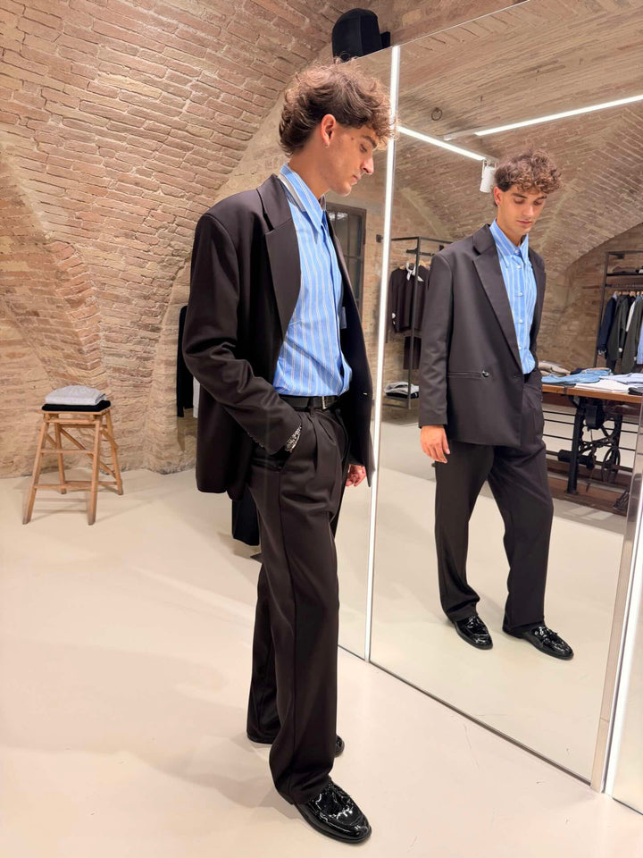 Pantaloni regular fit con pinces moro 