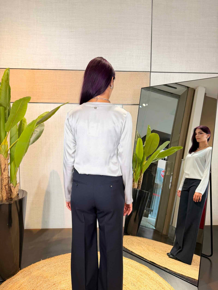 Blusa fluida inraso maniche lunghe scollo a v nimbus cloud 