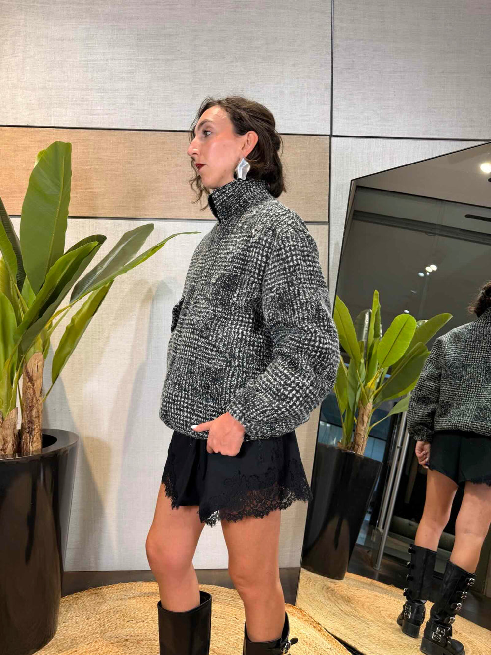 Bomber over check grigio Manila Grace 