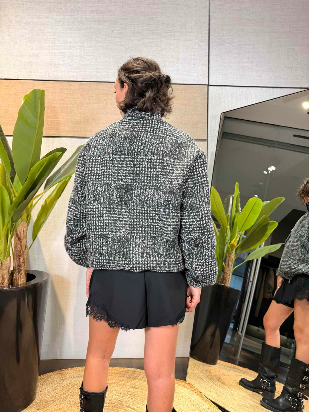Bomber over check grigio Manila Grace 