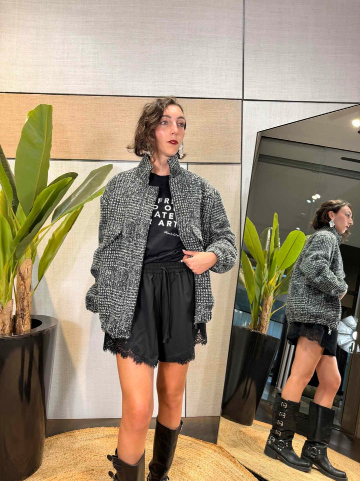 Bomber over check grigio Manila Grace 