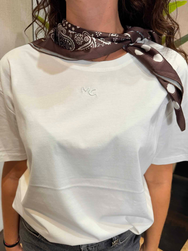 T-shirt bianca con foulard Manila Grace 