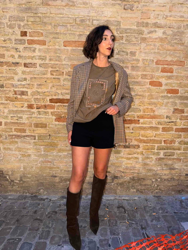 Short in crêpe envers satin nero 