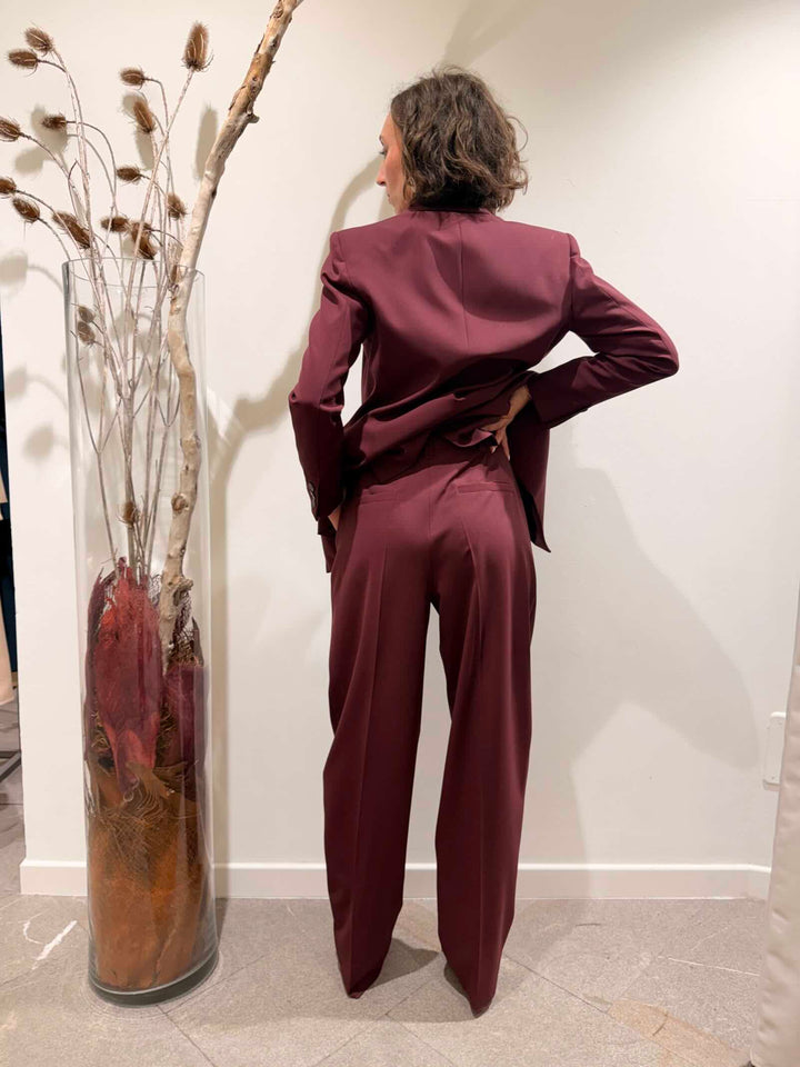 Pantalone carrot  bordeaux in lana stretch 