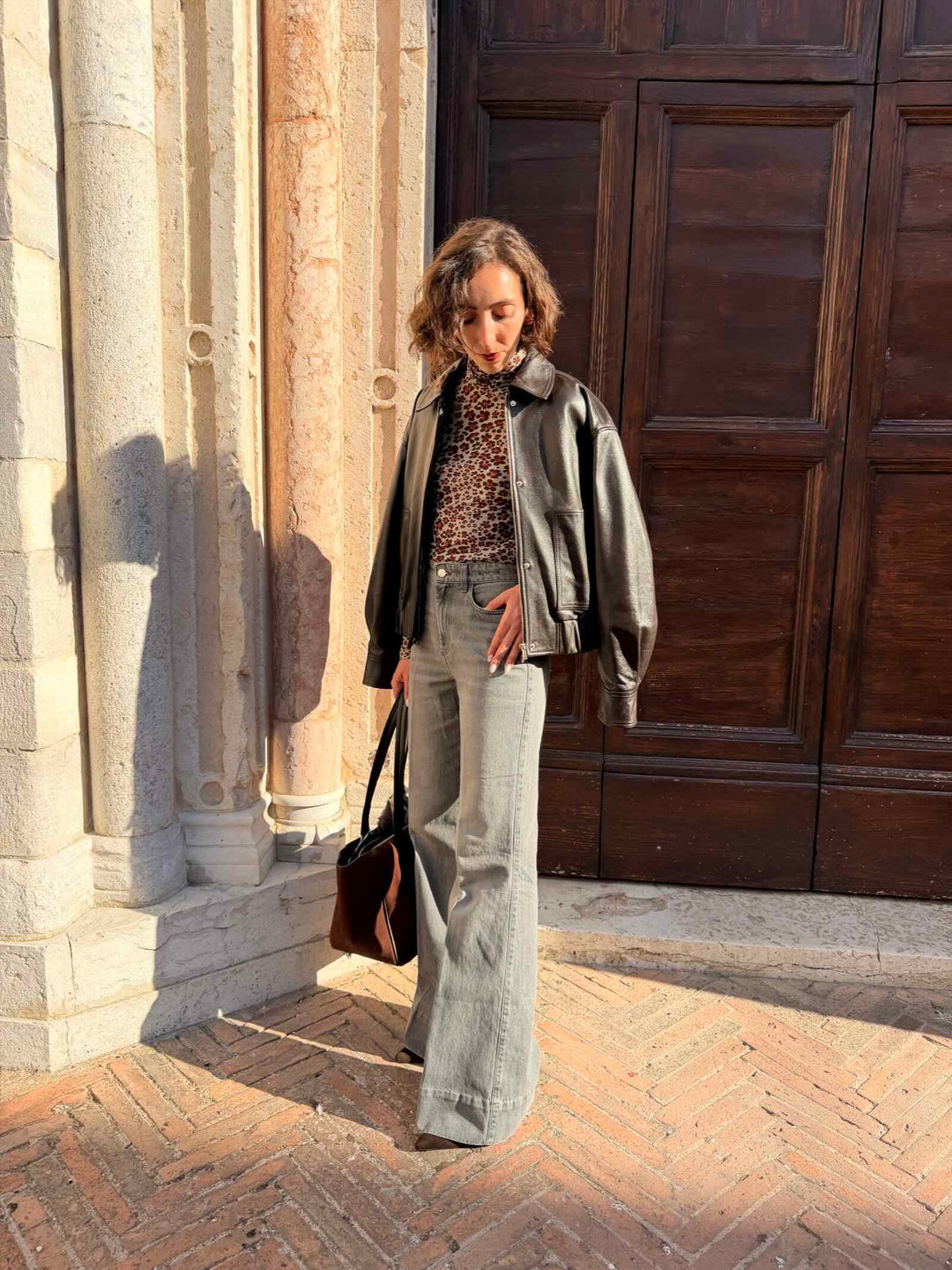Jeans wide leg grigio 