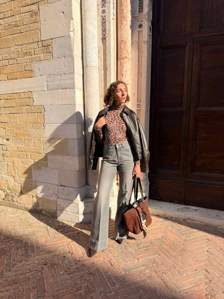 Jeans wide leg grigio 
