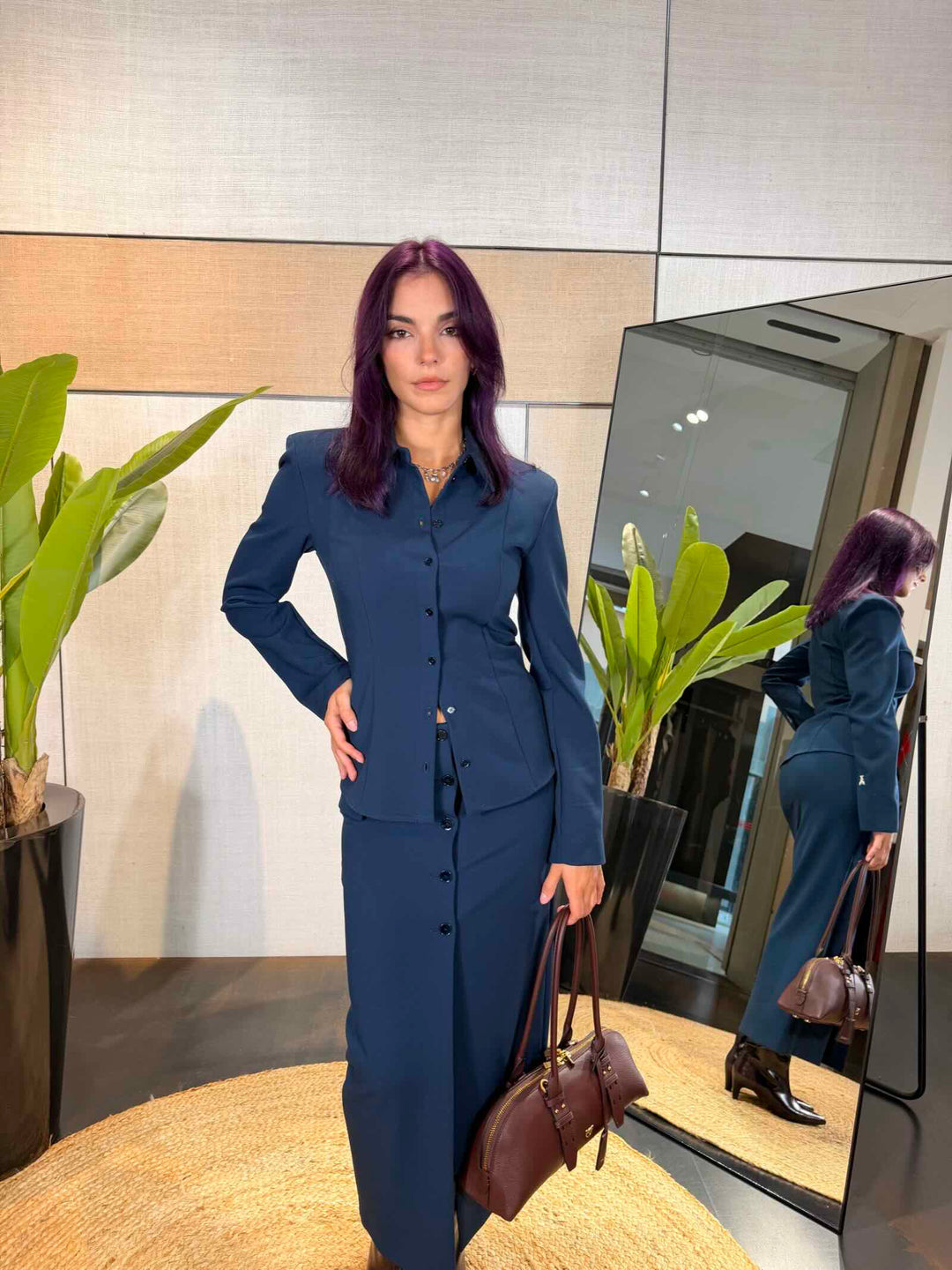 Camicia mexus blue sfiancata con spalline 