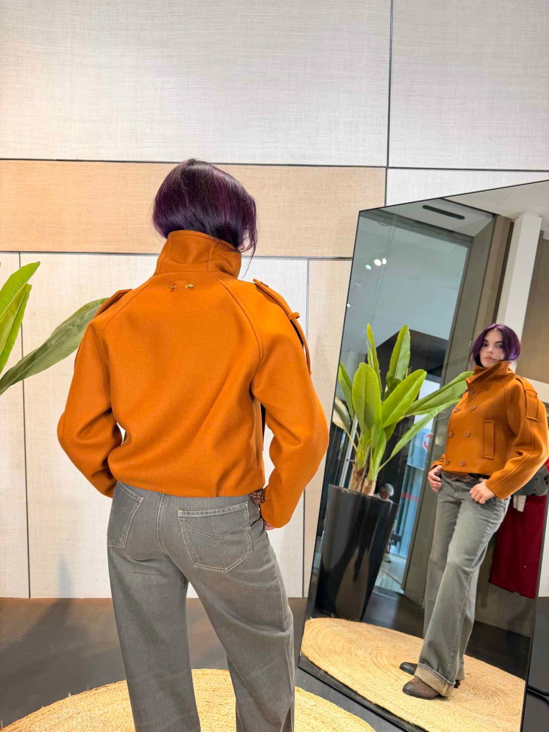Caban corto misto lana e cashmere warm caramel 