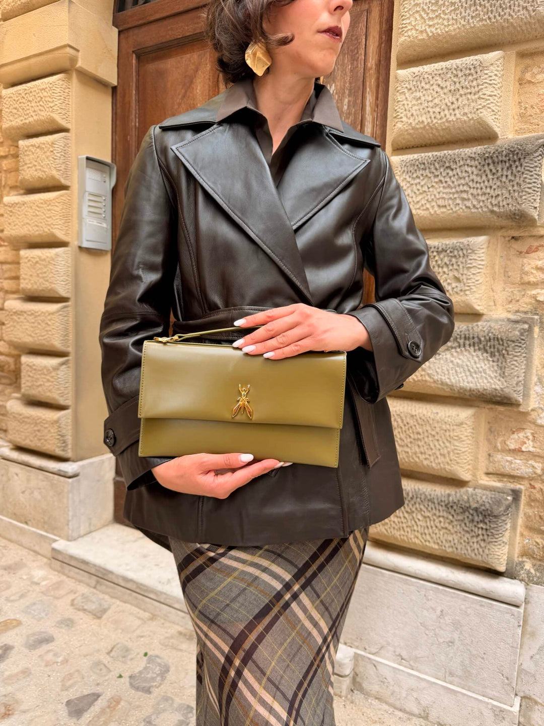 Borsa clutch lizard green 