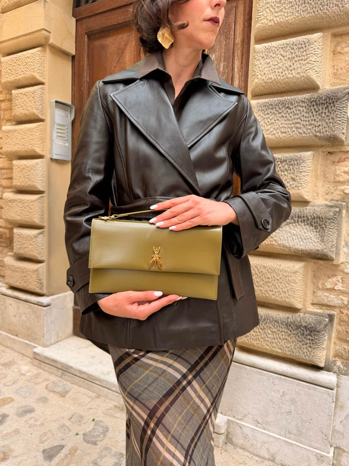Borsa clutch lizard green 