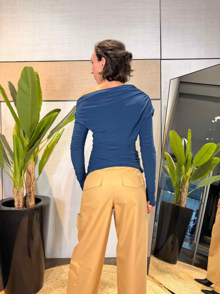 Maglia drappeggiata blu 