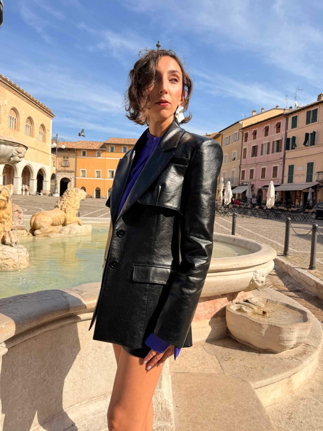 Giacca scomponibile in tessuto spalmato nero 3 capi in uno 