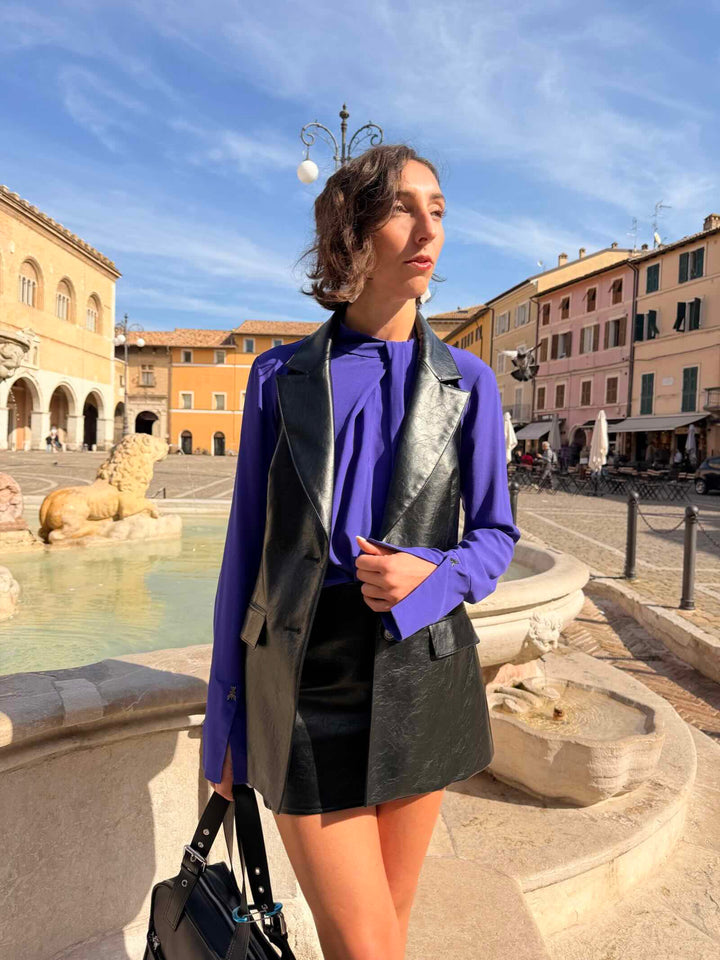 Giacca scomponibile in tessuto spalmato nero 3 capi in uno 
