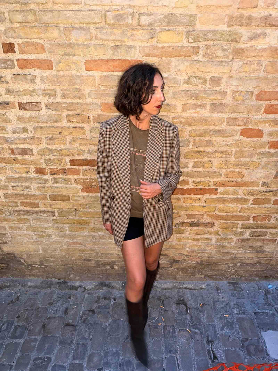 Blazer sartoriale a due bottoni cammello 