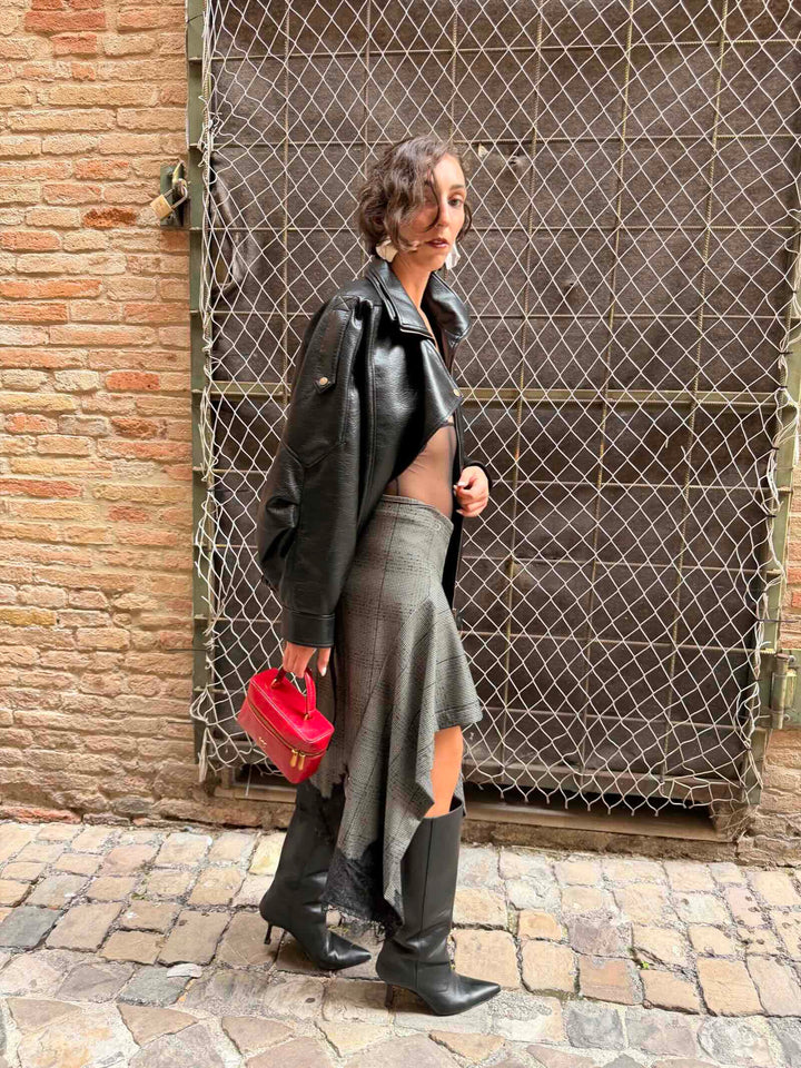 Gonna midi principe di Galles nero 