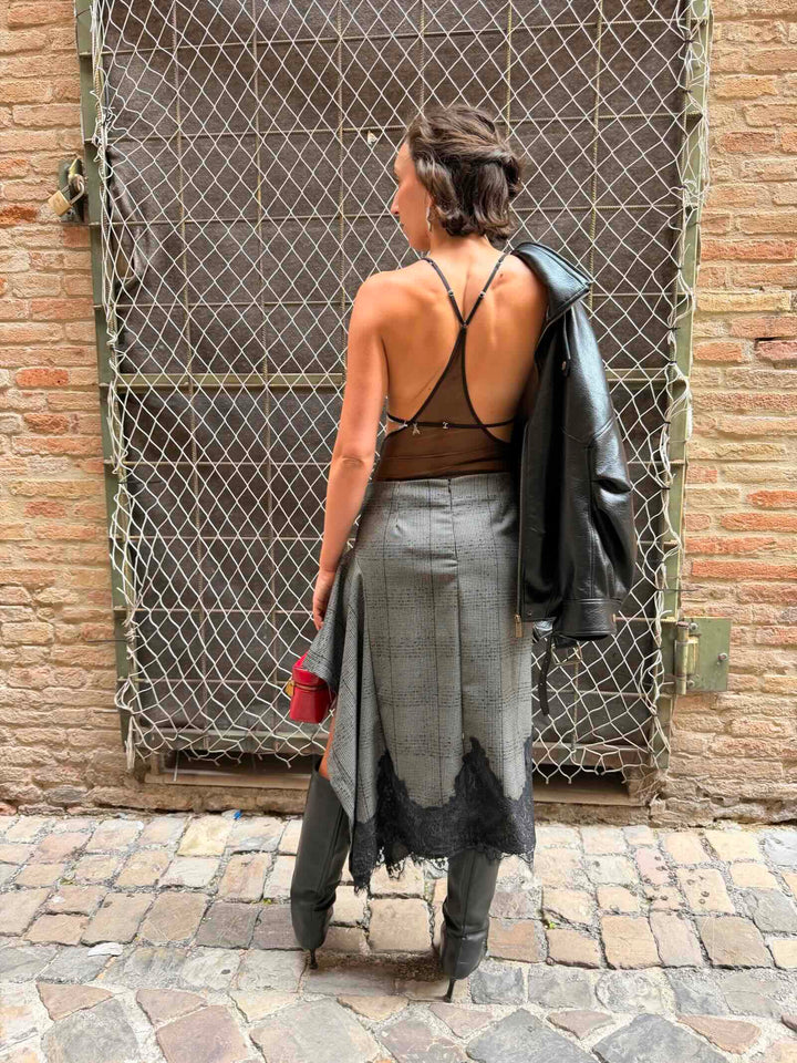 Gonna midi principe di Galles nero 