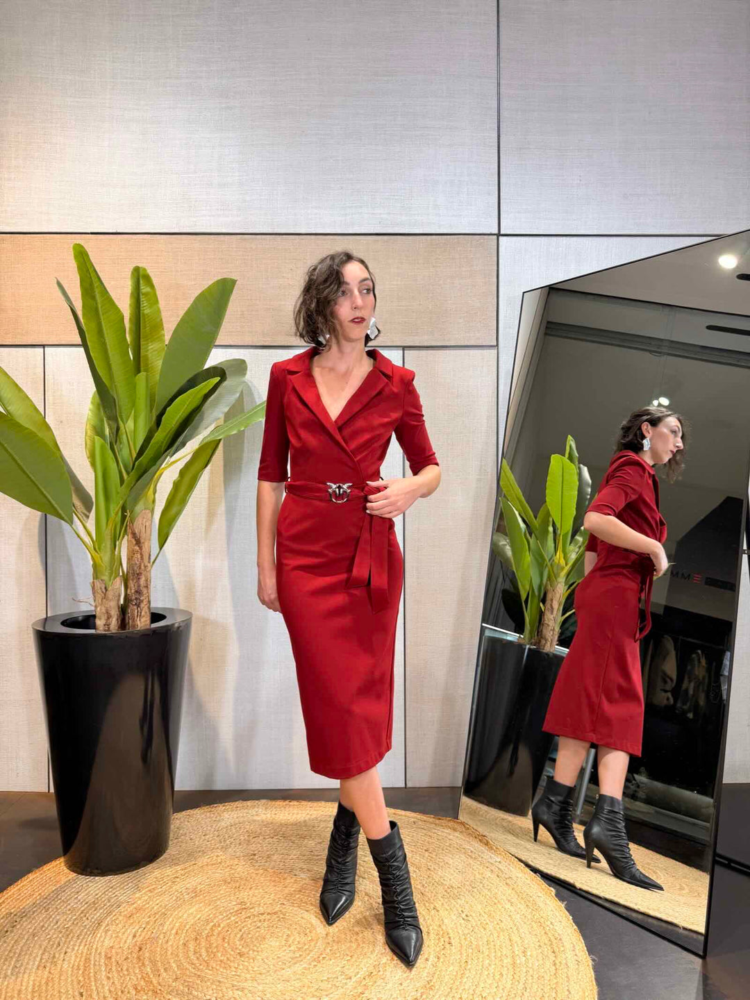 Abito midi aderente rosso 