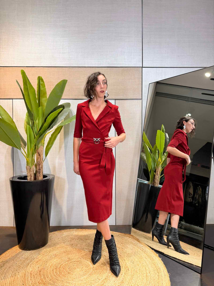 Abito midi aderente rosso 