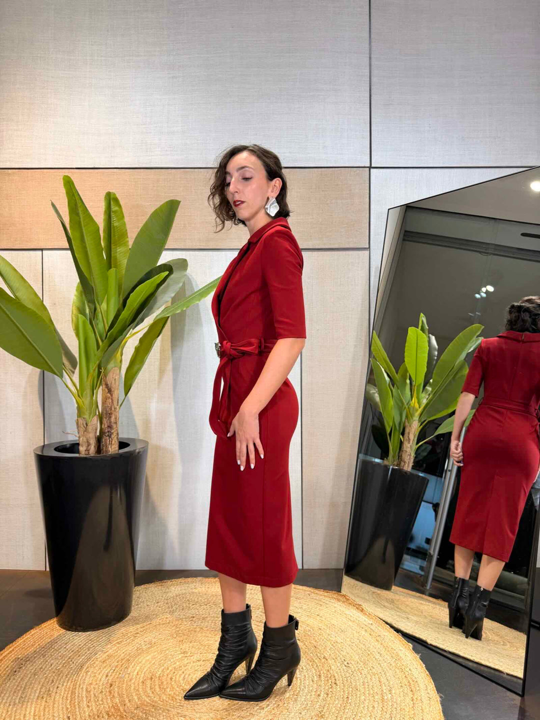 Abito midi aderente rosso 