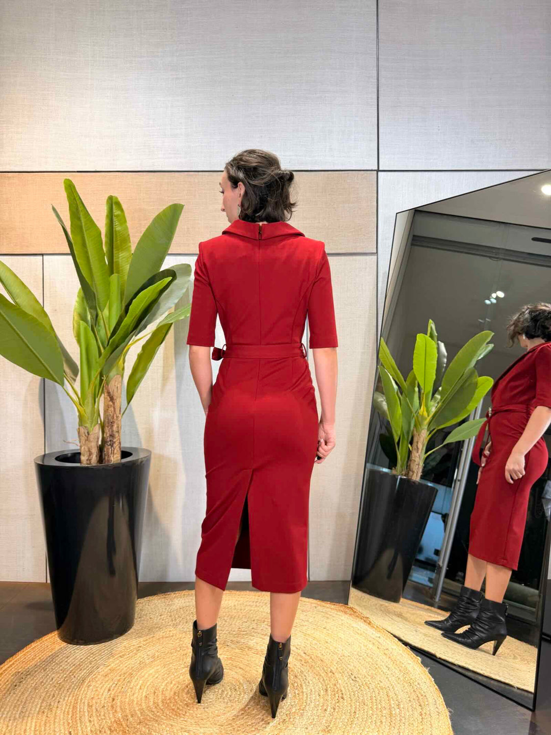 Abito midi aderente rosso 