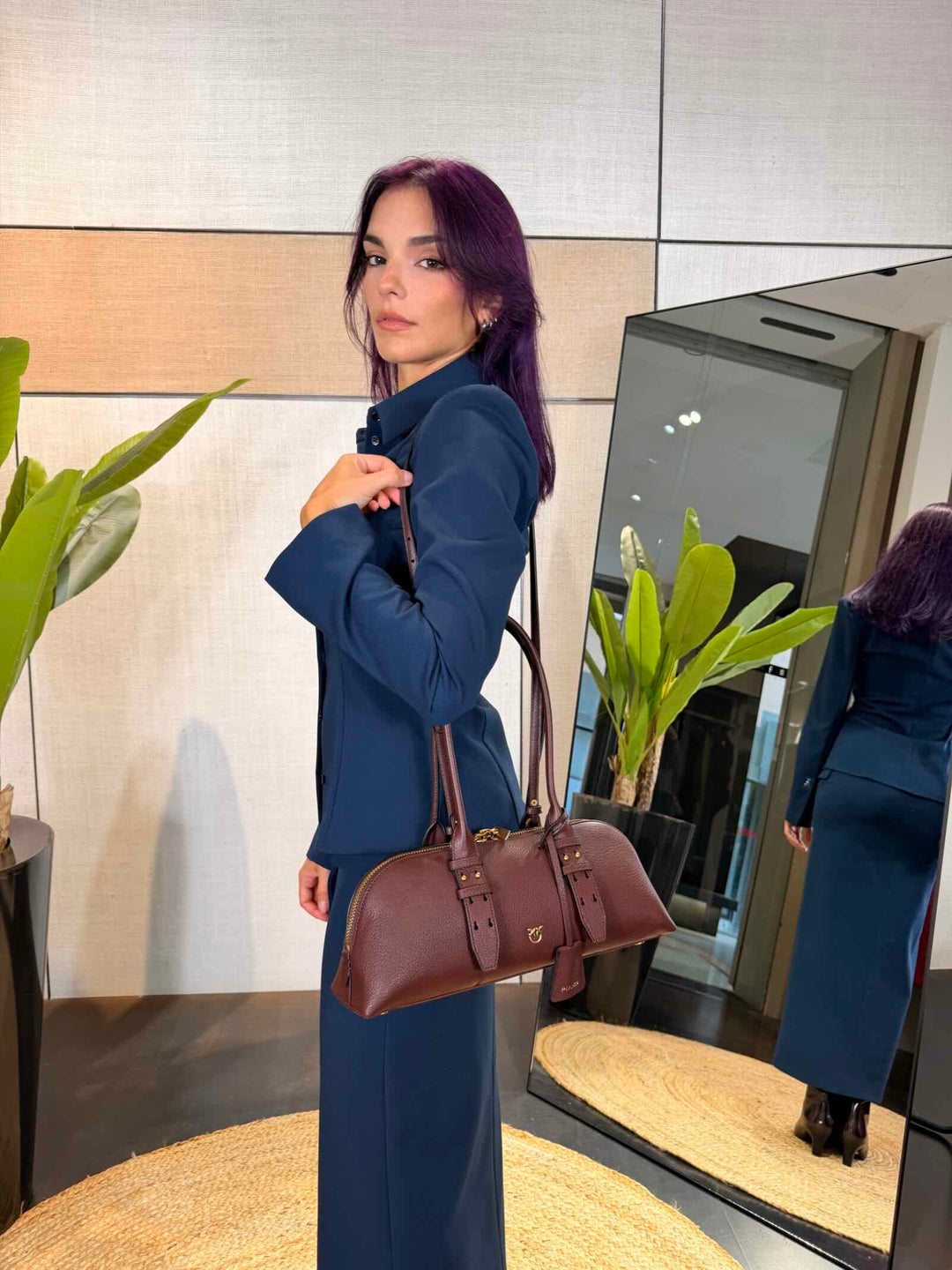 Borsa grande in pelle castano intenso 