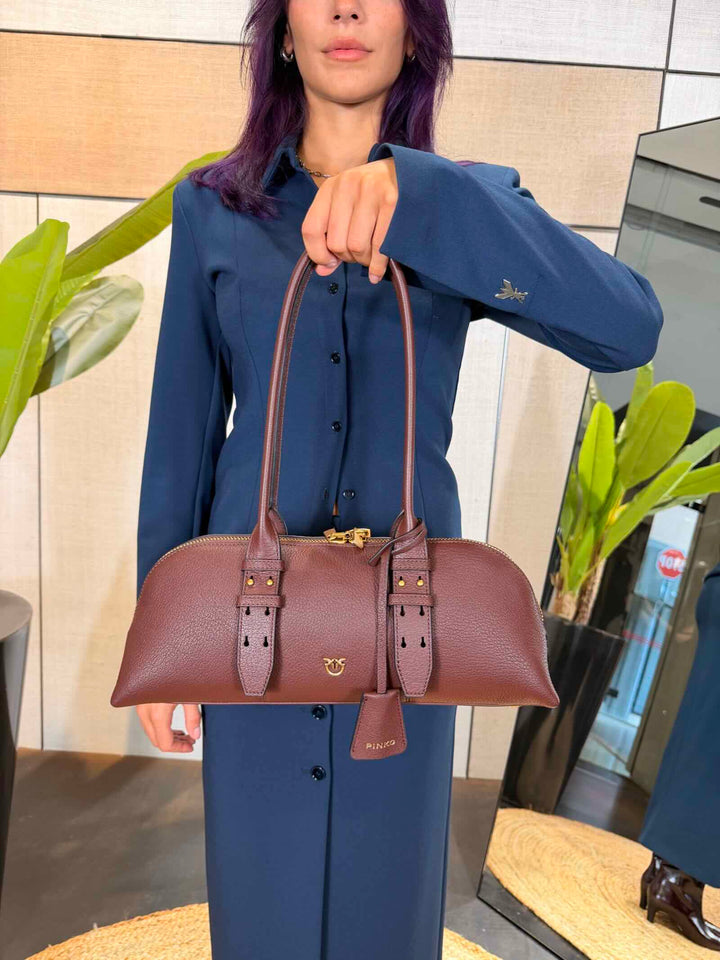 Borsa grande in pelle castano intenso 