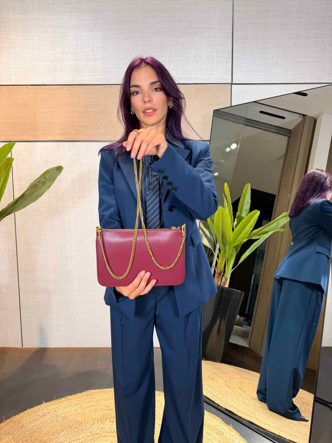Borsa a tracolla flat in pelle ribes intenso 