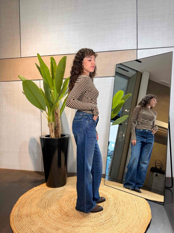 Jeans wide leg lavaggio vintage medio 